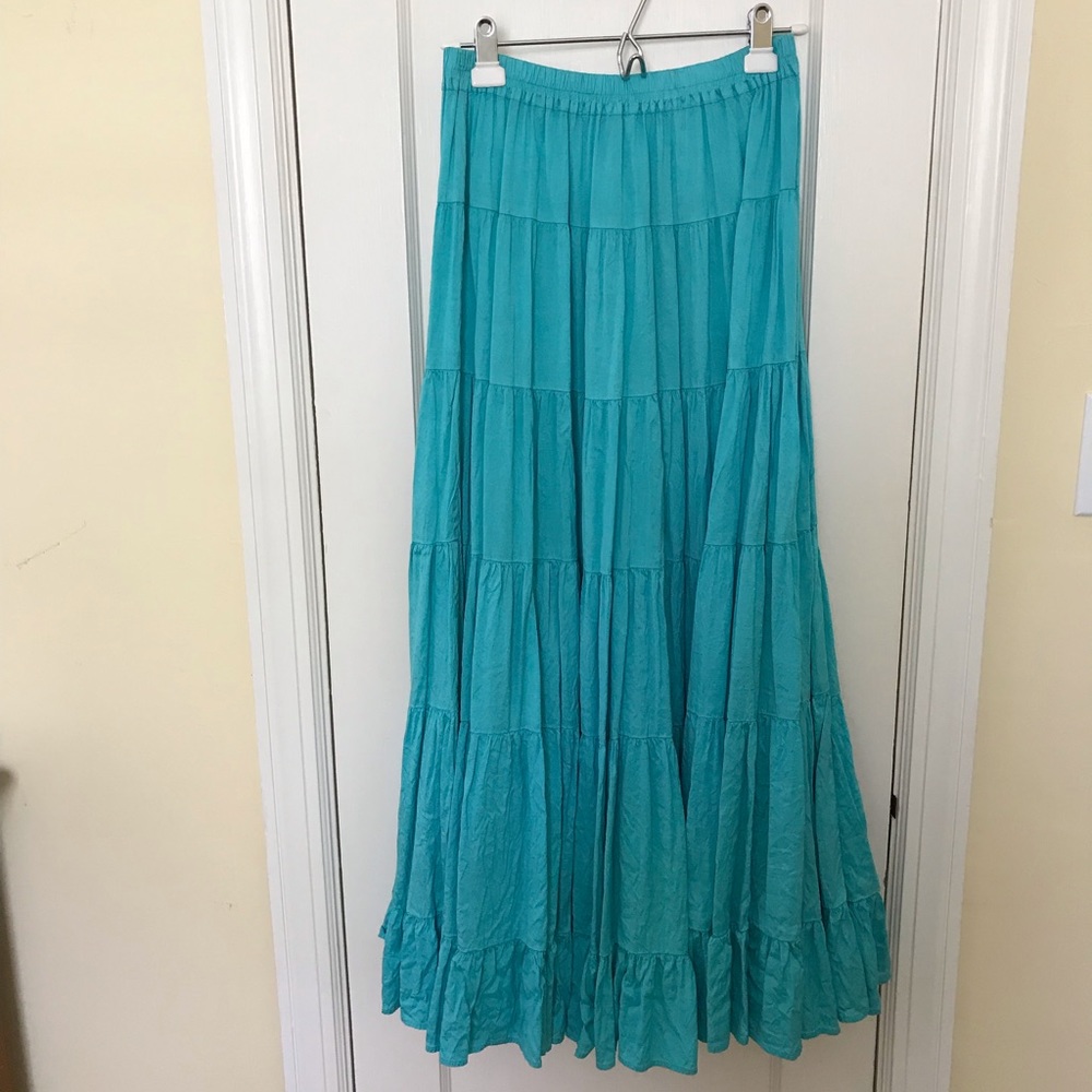 Calypso St. Barth 100% aqua silk skirt.